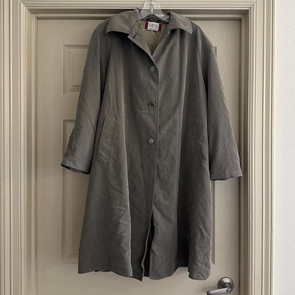 Classic Gray/Green Insulated Trench Coat